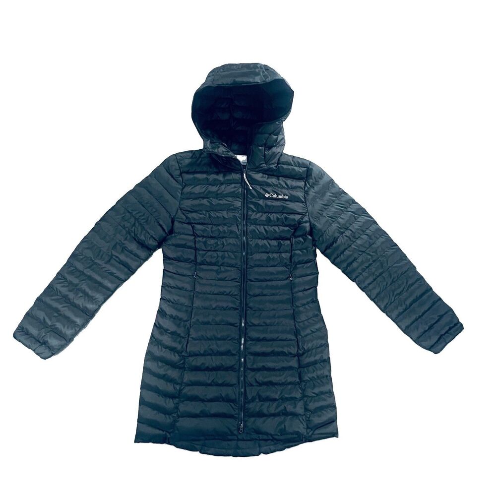Columbia Womens Black Hooded Full Zip Insulated Mid-Length Puffer Jacket XS